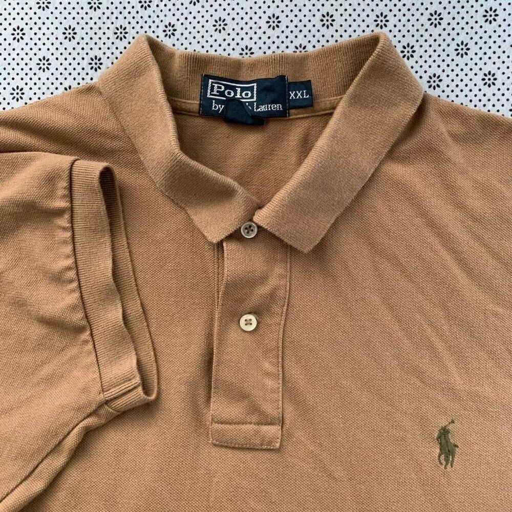 Polo Ralph Lauren Men's 2XL Tan Pique Cotton Short Sleeve Polo Shirt